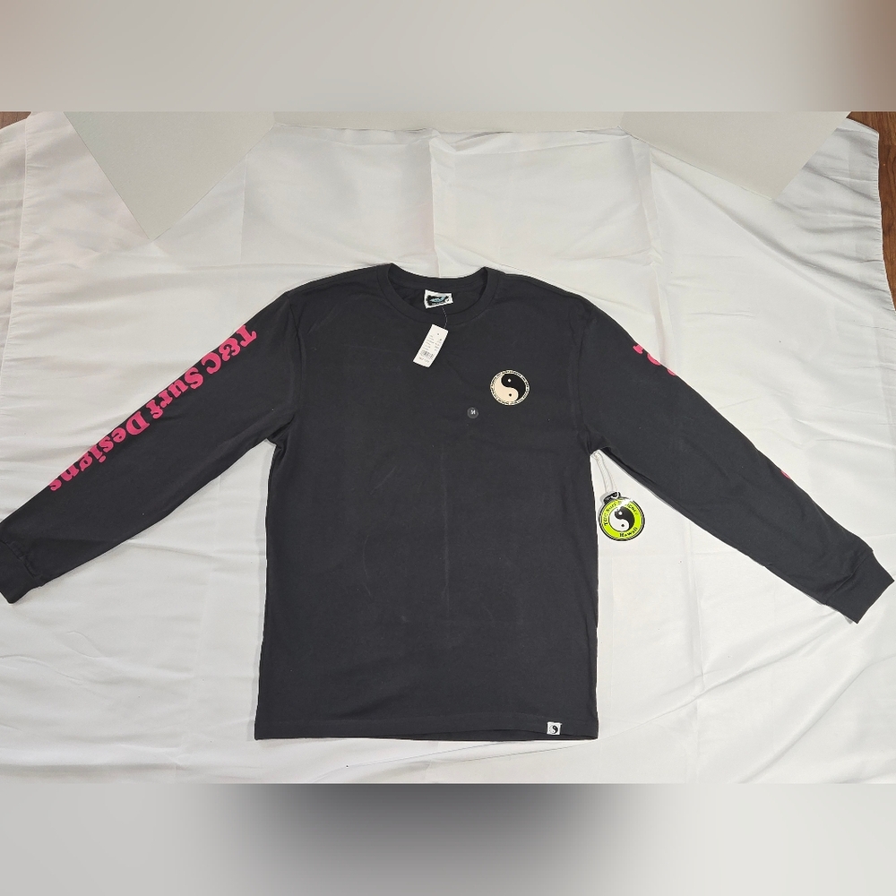 Black Long Sleeve Shirt with Pink Accents